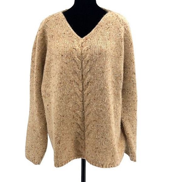 L.L. Bean Sweaters - L.L. Bean Vintage Lambs Wool Mohair Blend Sweater Womens XL Cable Knit Fisherman